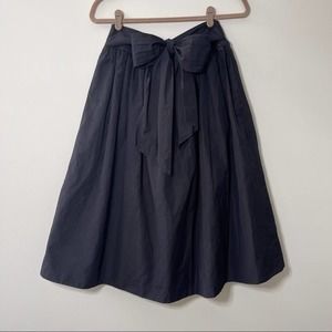 Kate Spade Tie Waist Poplin Skirt Black Aline sz 4